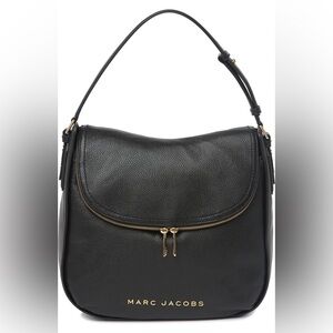 Marc Jacobs The Groove Hobo Bag Purse Black Pebbled Leather Zip Flap Magnet